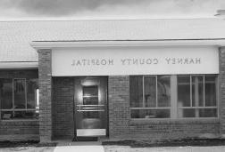 Exterior view of the entrance to old Harney County Hospital, circa 1950s